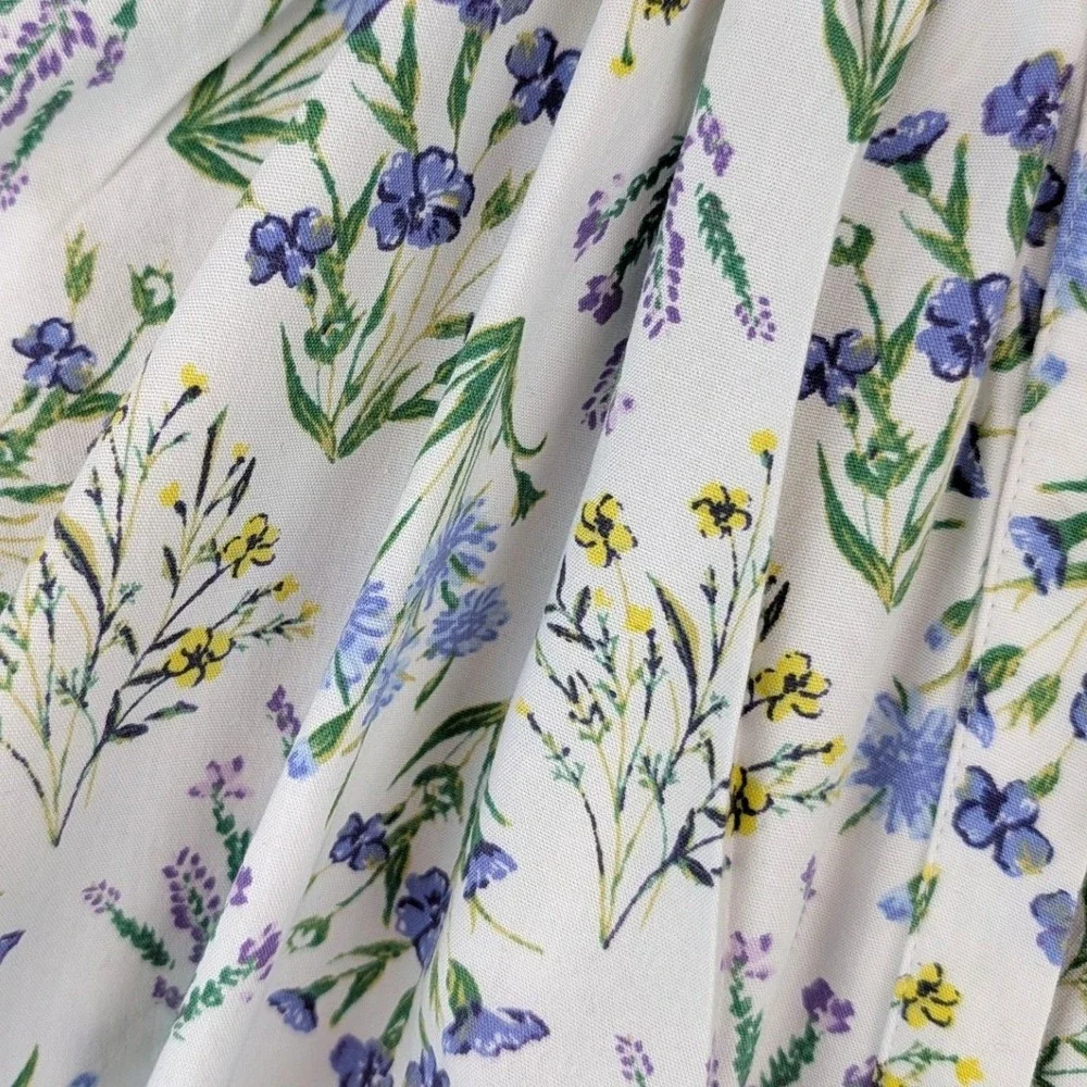 LOFT Blue Floral Dobby Stripe Smocked Puff‎ Sleeve Blouse Top Medium Bundle of 2